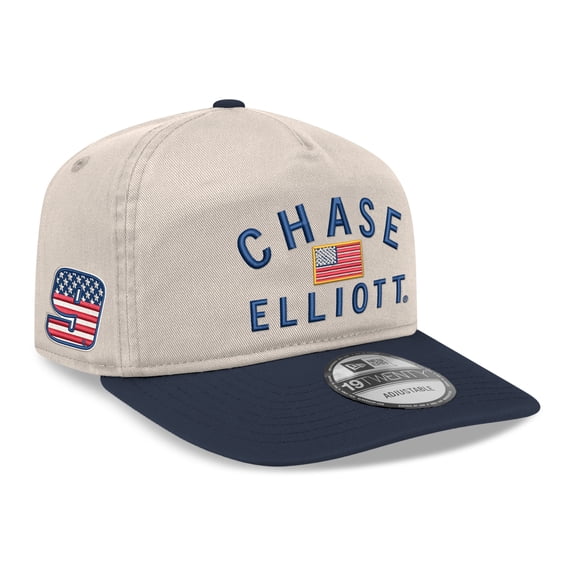 Men's New Era Khaki/Navy Chase Elliott Flag 19TWENTY Adjustable Hat
