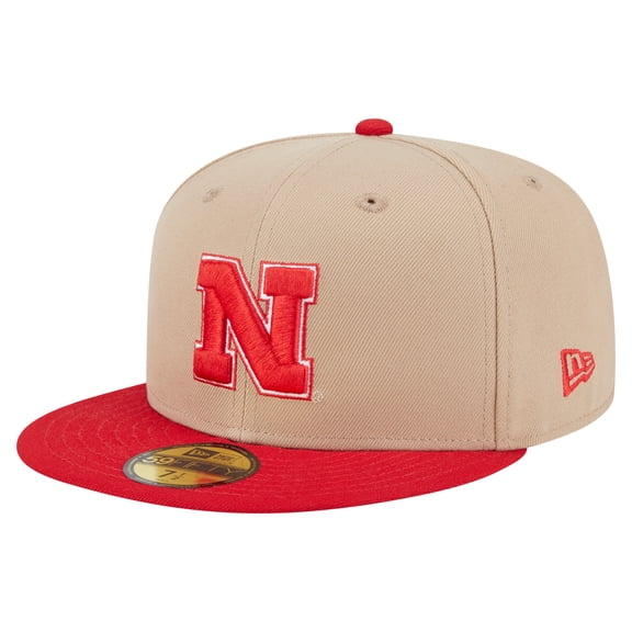 Men's New Era Khaki Nebraska Huskers Two-Tone 59FIFTY Fitted Hat