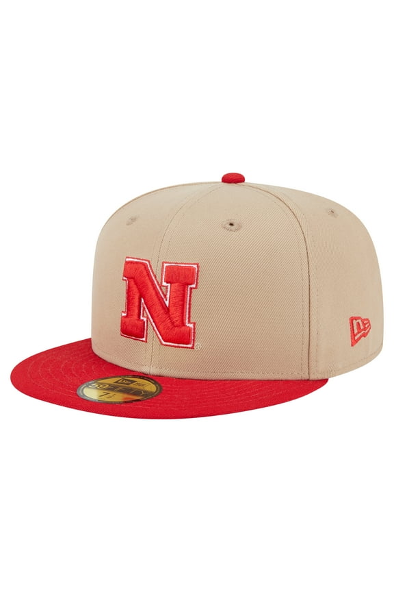 Men's New Era Khaki Nebraska Huskers Two-Tone 59FIFTY Fitted Hat