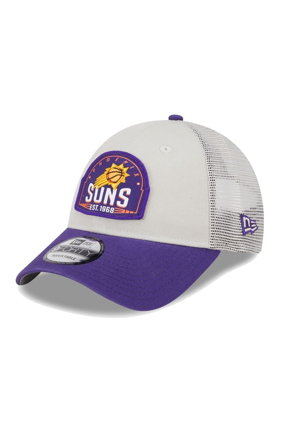 Men's New Era Khaki/Purple Phoenix Suns Throwback Patch Trucker 9FORTY Adjustable Hat