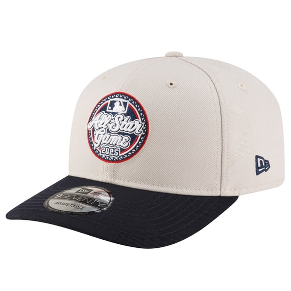 Men's New Era Light Beige/Black Atlanta Braves 2025 MLB All-Star Game Circle Patch 9SEVENTY Adjustable Hat