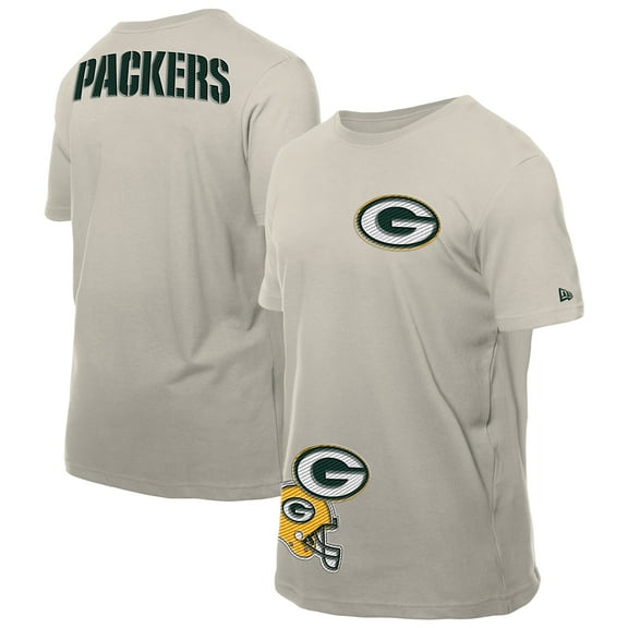 Men's New Era Light Beige Green Bay Packers Multi Patch T-Shirt