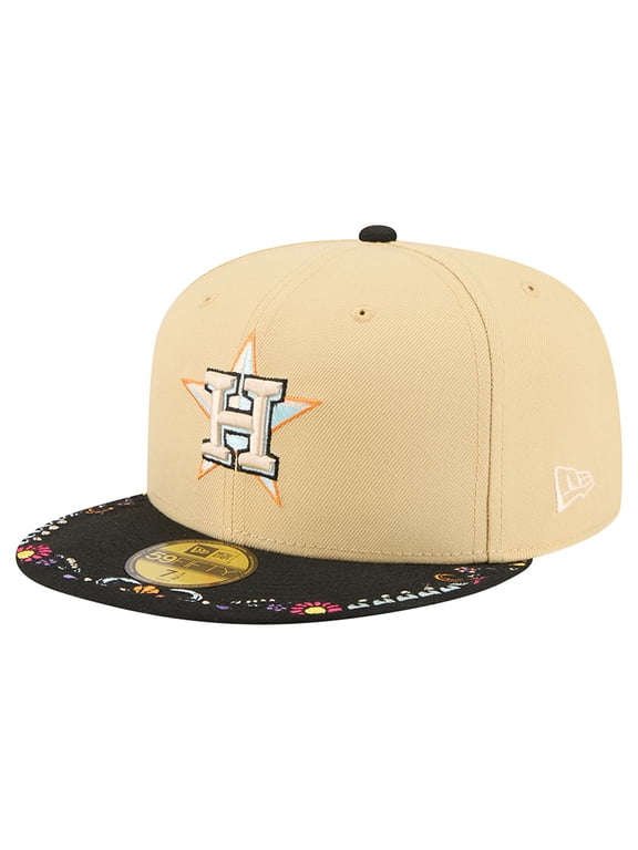 Men's New Era Light Beige Houston Astros Two-Tone Embroidered Visor 59FIFTY Fitted Hat