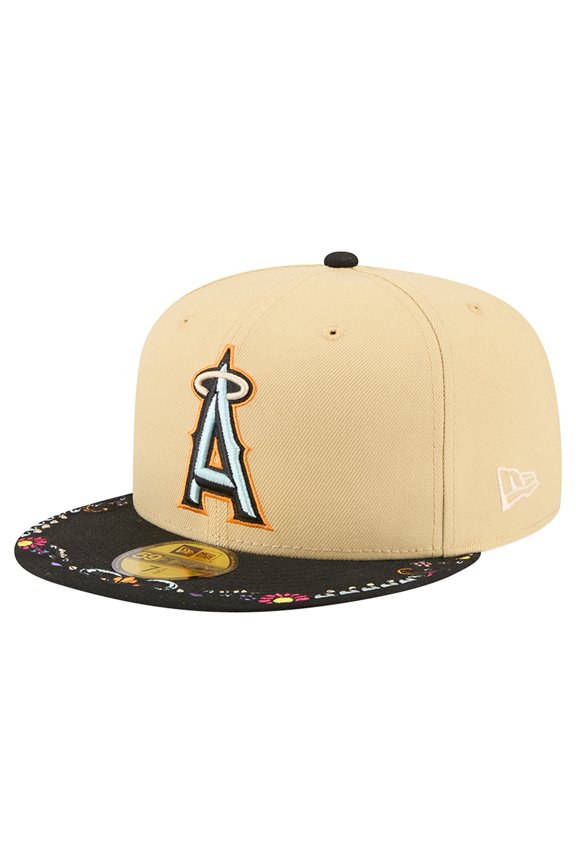 Men's New Era Light Beige Los Angeles Angels Two-Tone Embroidered Visor 59FIFTY Fitted Hat