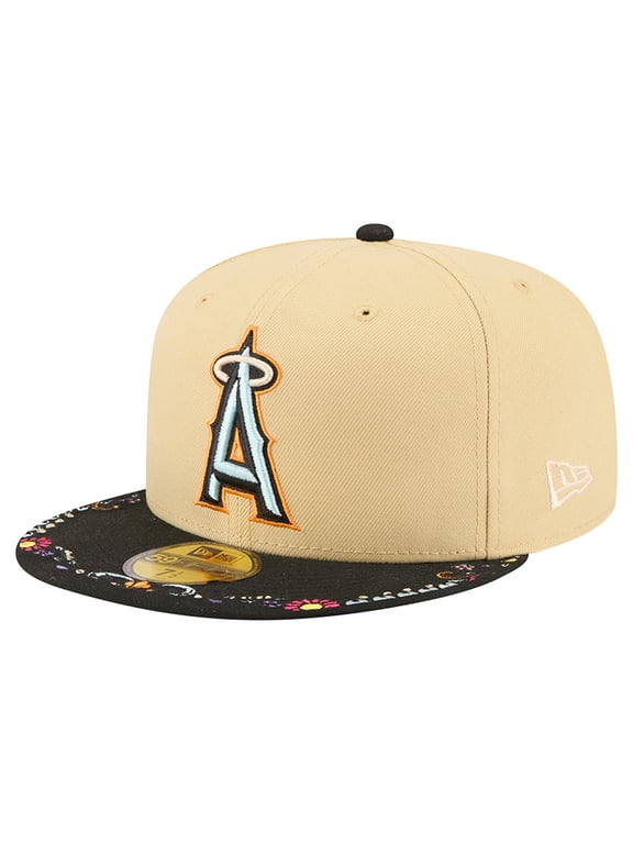 Men's New Era Light Beige Los Angeles Angels Two-Tone Embroidered Visor 59FIFTY Fitted Hat
