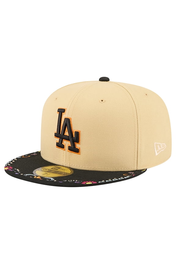 Men's New Era Light Beige Los Angeles Dodgers Two-Tone Embroidered Visor 59FIFTY Fitted Hat