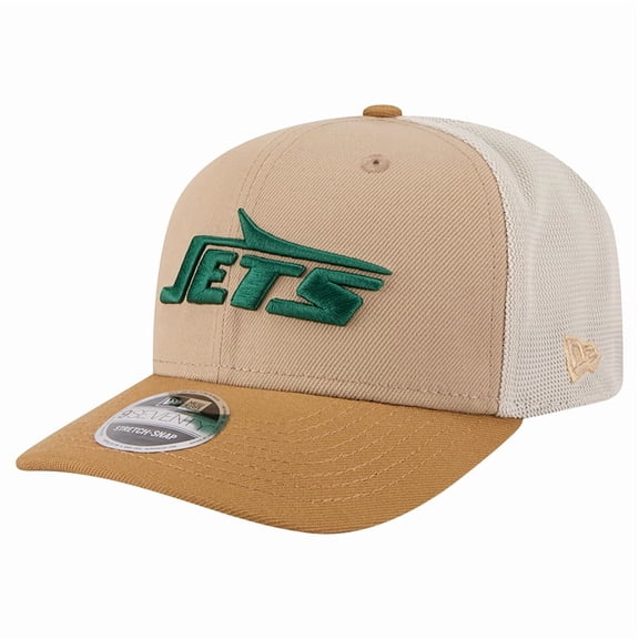 Men's New Era Light Beige New York Jets Two-Tone Trucker 9SEVENTY Adjustable Hat