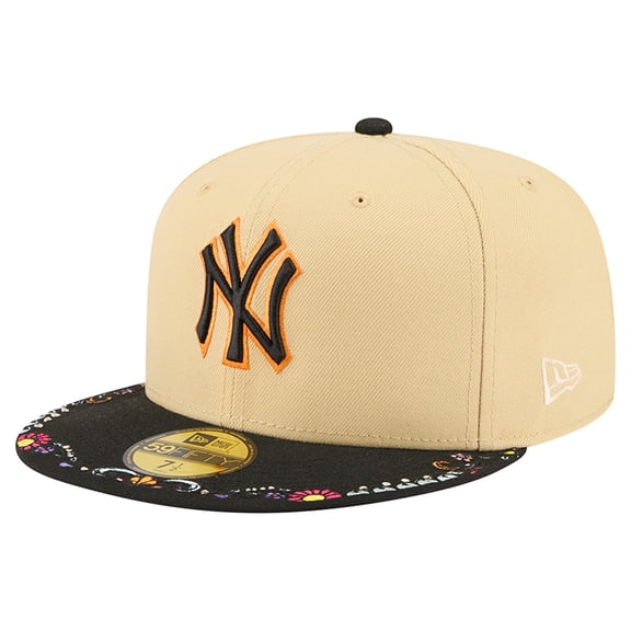 Men's New Era Light Beige New York Yankees Two-Tone Embroidered Visor 59FIFTY Fitted Hat