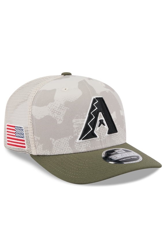 Men's New Era Light Beige/Olive Arizona Diamondbacks 2025 Armed Forces Day 9SEVENTY Stretch-Snap Hat