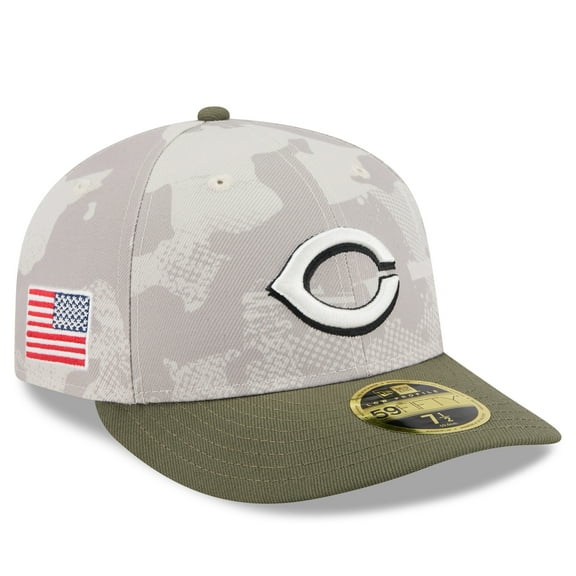 Men's New Era Light Beige/Olive Cincinnati Reds 2025 Armed Forces Day Low Profile 59FIFTY Fitted Hat