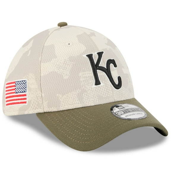 Men's New Era Light Beige/Olive Kansas City Royals 2025 Armed Forces Day 39THIRTY Flex Hat