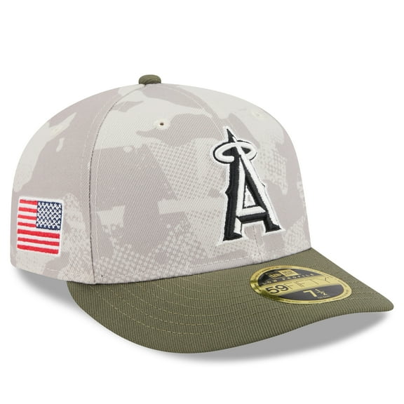 Men's New Era Light Beige/Olive Los Angeles Angels 2025 Armed Forces Day Low Profile 59FIFTY Fitted Hat