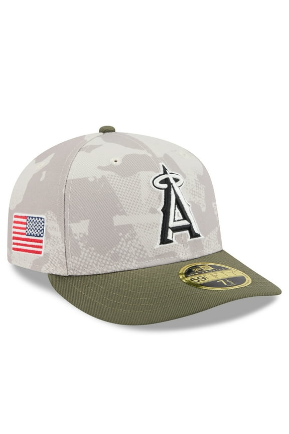 Men's New Era Light Beige/Olive Los Angeles Angels 2025 Armed Forces Day Low Profile 59FIFTY Fitted Hat