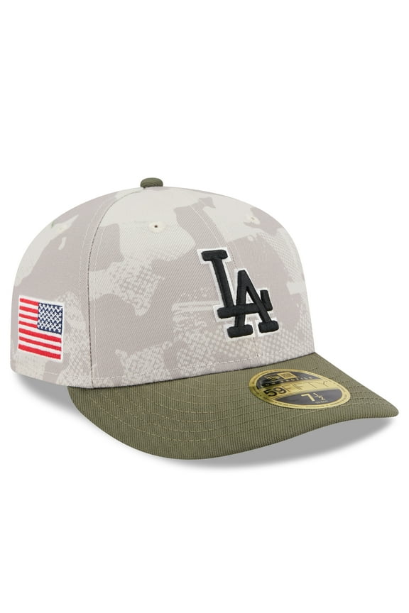 Men's New Era Light Beige/Olive Los Angeles Dodgers 2025 Armed Forces Day Low Profile 59FIFTY Fitted Hat