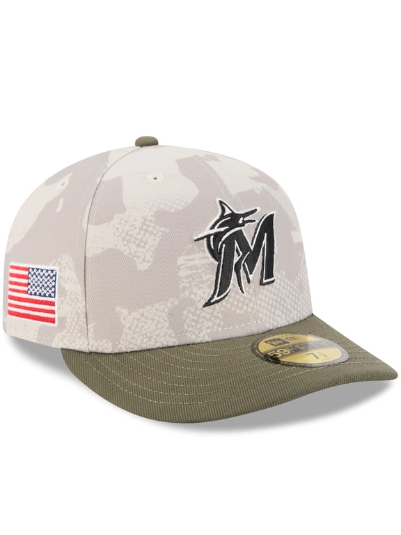 Men's New Era Light Beige/Olive Miami Marlins 2025 Armed Forces Day 59FIFTY Fitted Hat