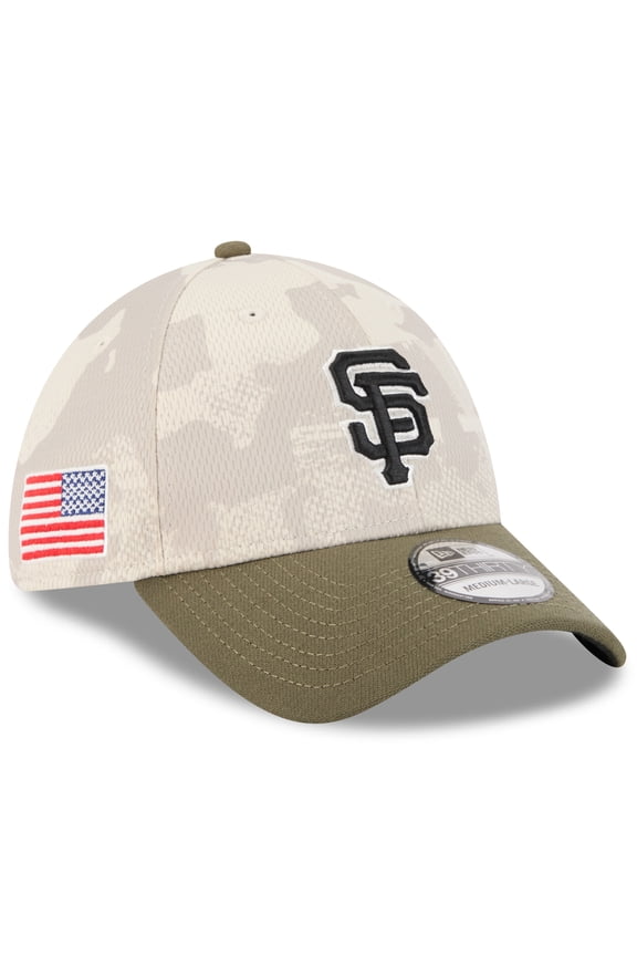 Men's New Era Light Beige/Olive San Francisco Giants 2025 Armed Forces Day 39THIRTY Flex Hat