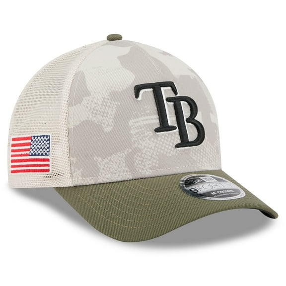 Men's New Era Light Beige/Olive Tampa Bay Rays 2025 Armed Forces Day 9FORTY M-Crown A-Frame Adjustable Hat