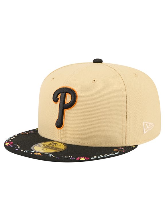 Men's New Era Light Beige Philadelphia Phillies Two-Tone Embroidered Visor 59FIFTY Fitted Hat