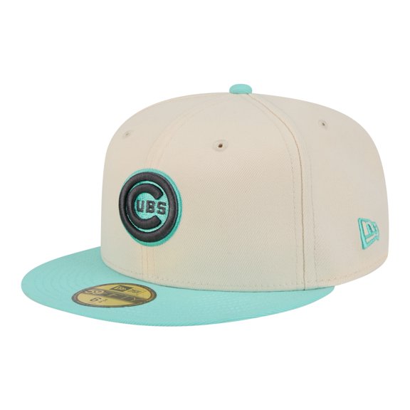 Men's New Era Light Beige/Turquoise Chicago Cubs Two-Tone Color Pack 59FIFTY Fitted Hat
