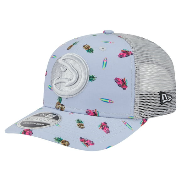 Men's New Era Light Blue/Gray Atlanta Hawks Adventure Aloha Pattern 9SEVENTY Stretch-Snap Hat