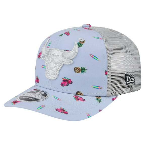 Men's New Era Light Blue/Gray Chicago Bulls Adventure Aloha Pattern 9SEVENTY Stretch-Snap Hat