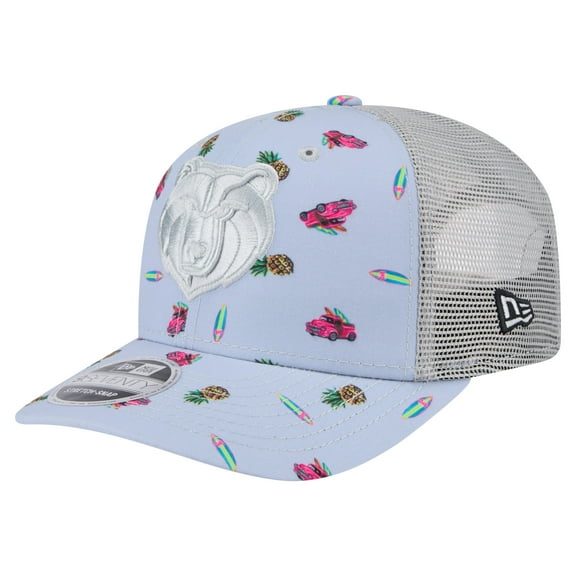 Men's New Era Light Blue/Gray Memphis Grizzlies Adventure Aloha Pattern 9SEVENTY Stretch-Snap Hat
