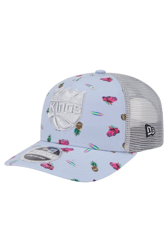 Men's New Era Light Blue/Gray Sacramento Kings Adventure Aloha Pattern 9SEVENTY Stretch-Snap Hat