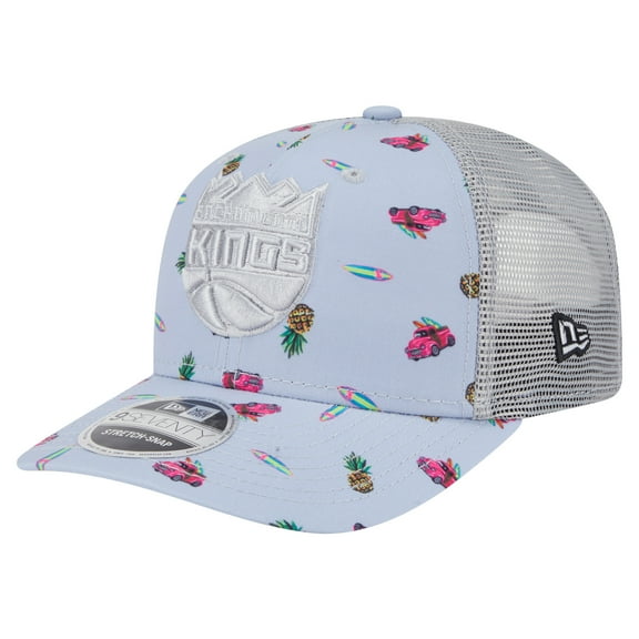 Men's New Era Light Blue/Gray Sacramento Kings Adventure Aloha Pattern 9SEVENTY Stretch-Snap Hat
