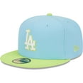 thumbnail image 1 of Men's New Era Light Blue/Neon Green Los Angeles Dodgers Spring Color Two-Tone 59FIFTY Fitted Hat, 1 of 6
