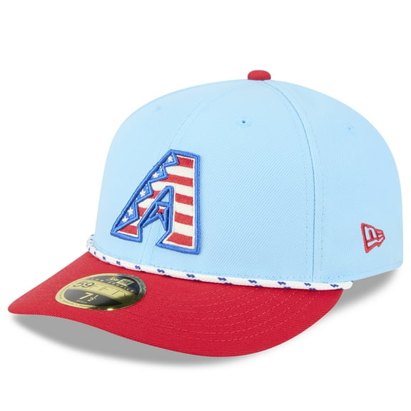 Men's New Era Light Blue/Red Arizona Diamondbacks 2025 Fourth of July Low Profile 59FIFTY Fitted Hat