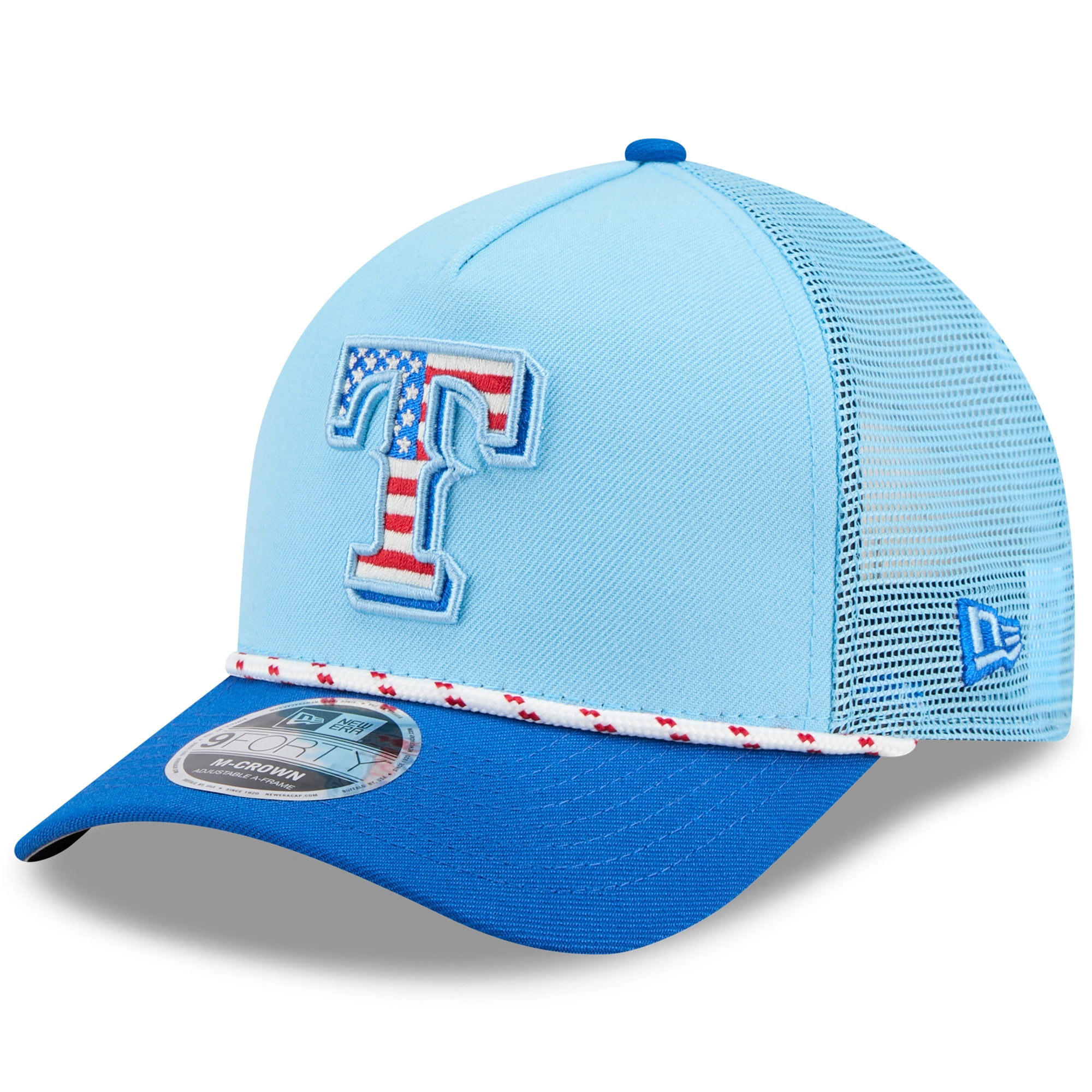 Men's New Era Light Blue/Royal Texas Rangers 2025 Fourth of July 9FORTY ...