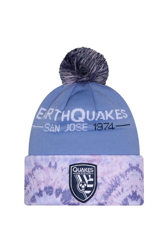 Men's New Era Light Blue San Jose Earthquakes 2026 Jersey Hook Cuffed Knit Hat with Pom