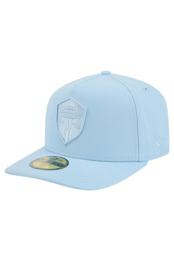 Men's New Era Light Blue Seattle Sounders FC Color Pack A-Frame 59FIFTY Fitted Hat