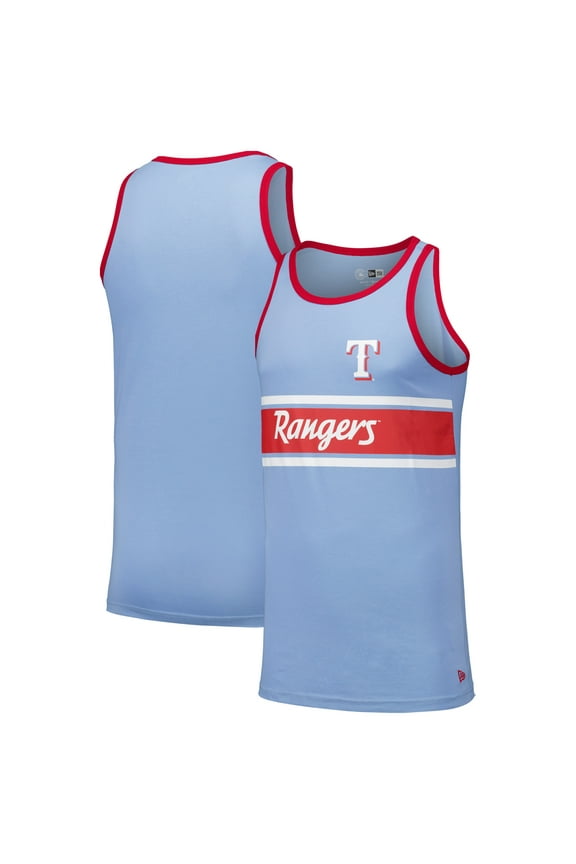Men's New Era Light Blue Texas Rangers Jersey Ringer Tank Top