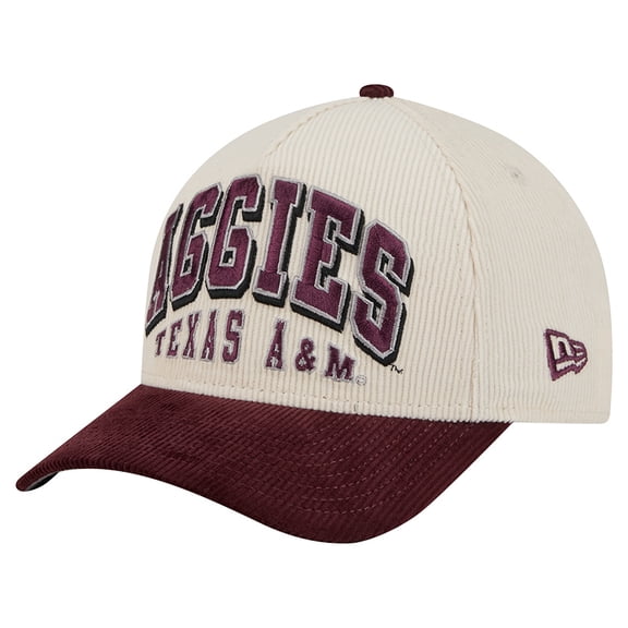 Men's New Era Maroon/Cream Texas A&M Aggies Arch Two-Tone Corduroy 9FORTY A-Frame Adjustable Hat