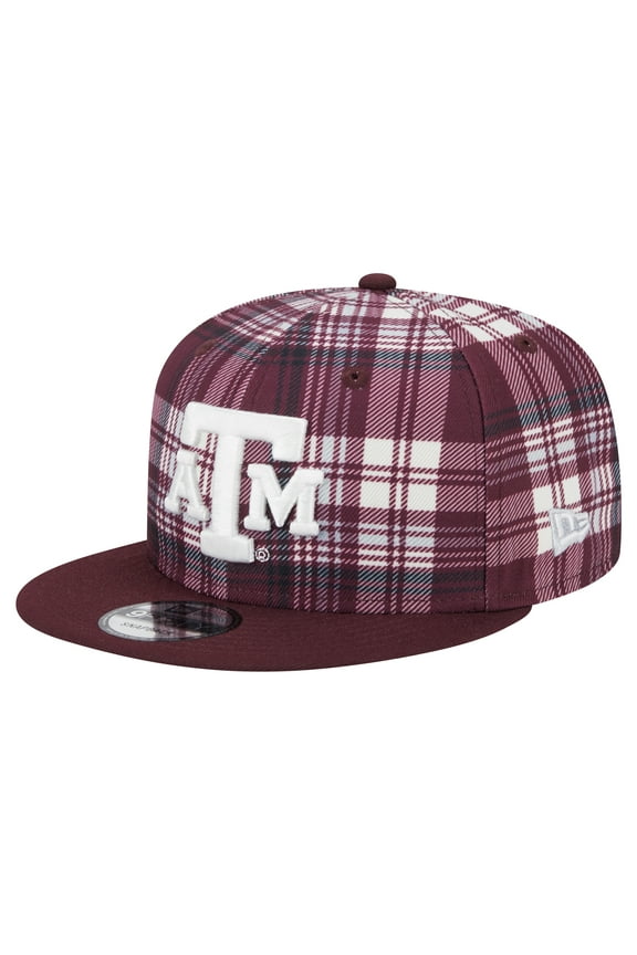 Men's New Era Maroon Texas A&M Aggies Plaid 9FIFTY Snapback Hat