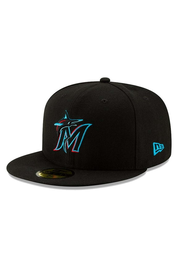 Men's New Era Miami Marlins Black On-Field Authentic Collection 59FIFTY Fitted Hat