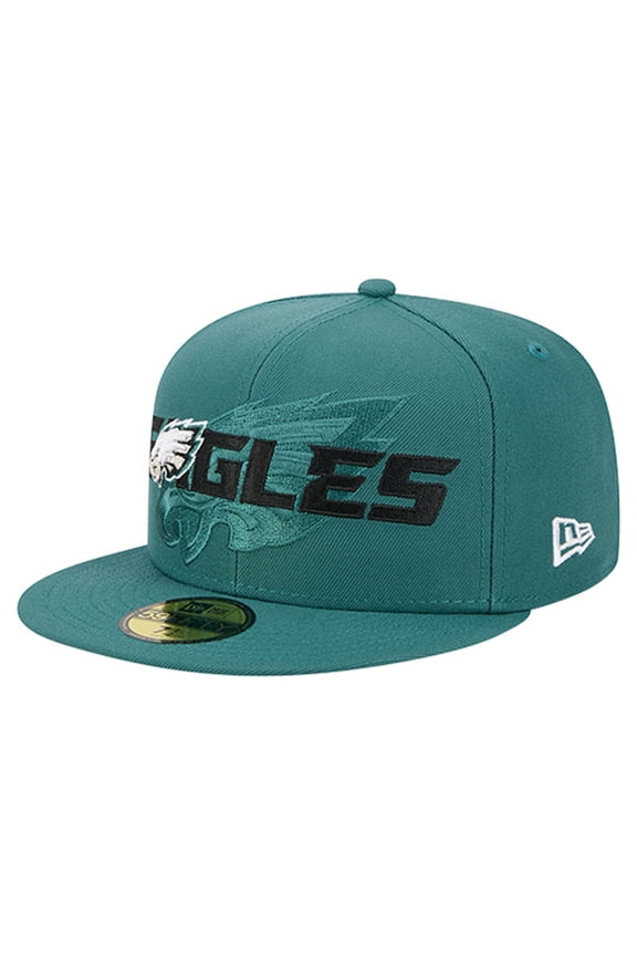 Men's New Era  Midnight Green Philadelphia Eagles Overlap Wordmark 59FIFTY Fitted Hat