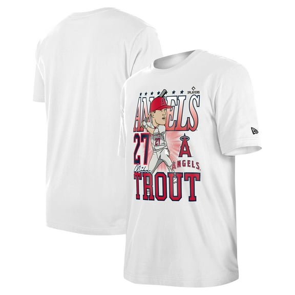 Men's New Era Mike Trout White Los Angeles Angels Caricature T-Shirt