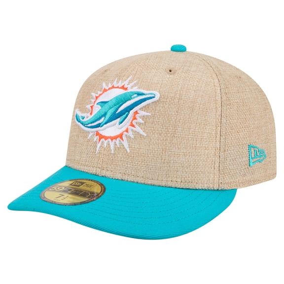 Men's New Era  Natural/Aqua Miami Dolphins Pre-Curved Twine 59FIFTY Fitted Hat