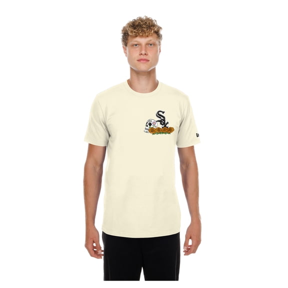 Men's New Era Natural Chicago White Sox Dia de los Muertos Sugar Skull T-Shirt