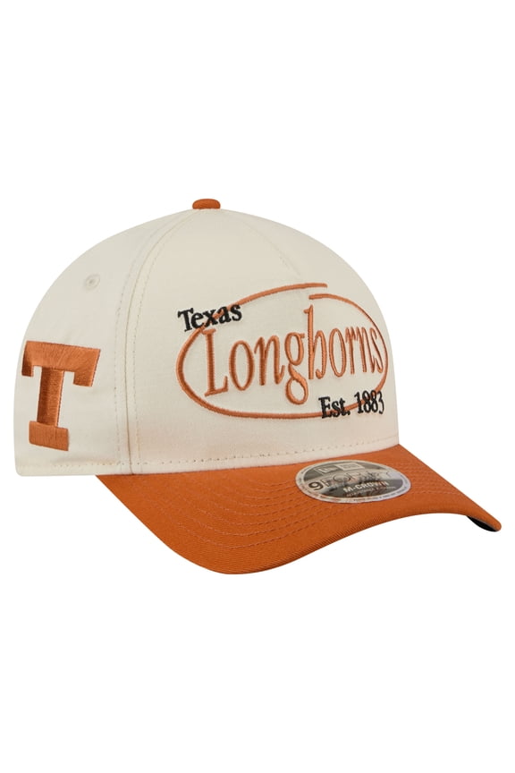 Men's New Era Natural/Texas Orange Texas Longhorns Prepster 9FORTY M-Crown Adjustable Hat