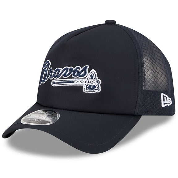 Men's New Era Navy Atlanta Braves 2026 Batting Practice Alternate Apex 9FORTY Adjustable Hat