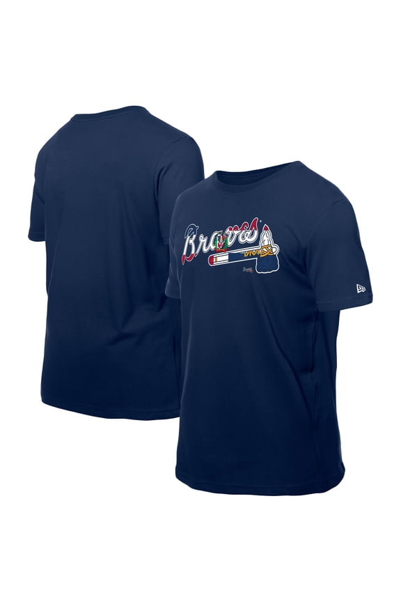 Men's New Era Navy Atlanta Braves Dominican Republic Flag Logo T-Shirt