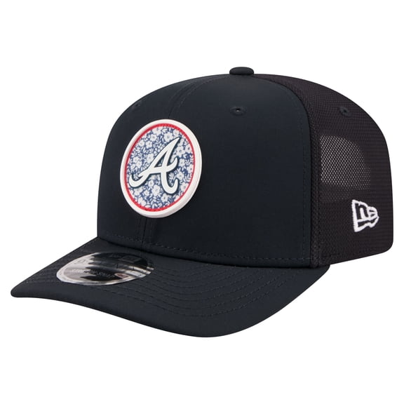 Men's New Era Navy Atlanta Braves Floral Patch 9SEVENTY Adjustable Hat