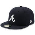 thumbnail image 1 of Men's New Era Navy Atlanta Braves Road Authentic Collection On-Field 59FIFTY Fitted Hat, 1 of 6