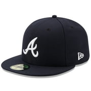 Men's New Era Navy Atlanta Braves Road Authentic Collection On-Field 59FIFTY Fitted Hat