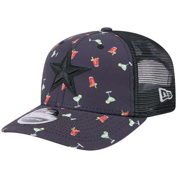 Men's-New Era Navy/Black Dallas Cowboys Adventure Drinks Pattern 9SEVENTY Stretch-Snap Hat