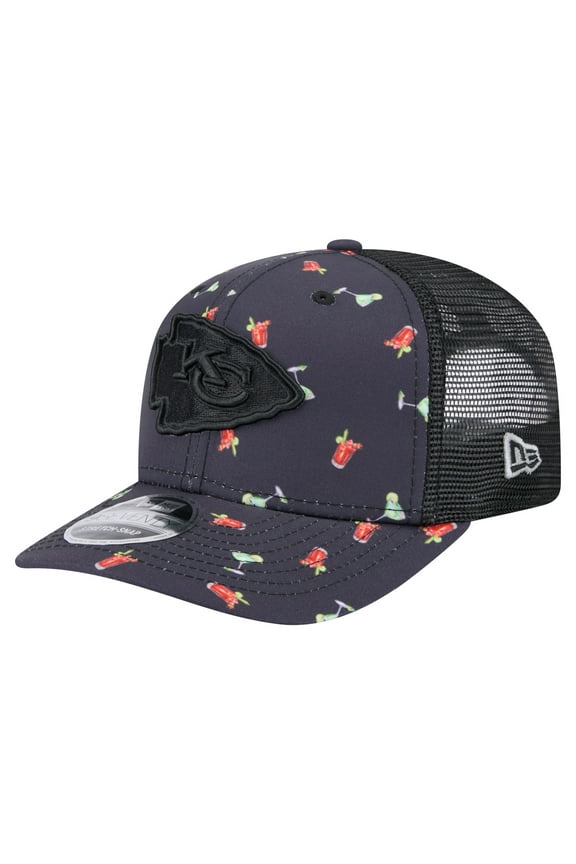 Men's-New Era  Navy/Black Kansas City Chiefs Adventure Drinks Pattern 9SEVENTY Stretch-Snap Hat