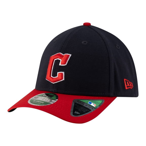 Men's New Era Navy Cleveland Guardians Player Replica 39THIRTY M-Crown Flex Hat